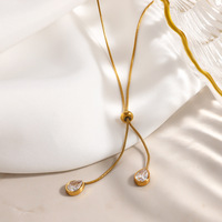 Collier en zircon en forme de cœur délicat SUMMLY, collier en acier inoxydable plaqué or 18 carats réglable, collier en chaîne Y pour femmes, bijoux tendance