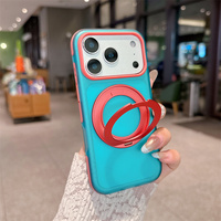 Nouvelle Coque de Téléphone en PC Dépoli avec Anneau Support 360° aux Couleurs Assorties pour iPhone 18 17 16 15 Pro Max, Compatible Charge Magnétique Sans Fil et Antichoc