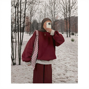 Invierno sólido tejido sudaderas con capucha algodón nuevo diseño venta al por mayor mujeres musulmanas ropa islámica modesto OEM islámico sudaderas de gran tamaño - Product Image 3