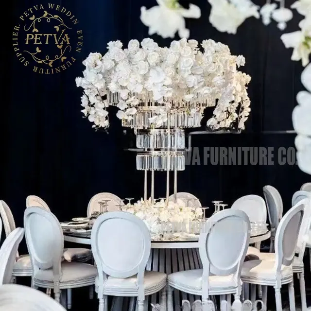 3 Layers Crystal Flower Bucket Display Stand Floral Gold Wedding Centerpieces For Event Used