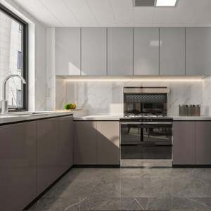 Custom Complete Set <b>Wood</b> <b>Cupboard</b> Cabinet Furniture Designs Luxury Modern Black Lacquer Plywood Kitchen Cabinets for Sale - Product Image 1