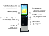 Logiciel intégré d'usine d'origine, API POS, SDK, lecteur de codes-barres, paiement en espèces et sans espèces, kiosque de commande automatique, Intel Core I3, écran LED