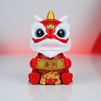 Statue de Lion Dansant de Guangzhou en ABS à Tête Oscillante, Décoration Traditionnelle Chinoise Porte-Bonheur pour la Maison