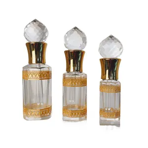 Stock mini botella de perfume Attar Glass Oud Perfume Oil Tola Botella Con tapa de cristal