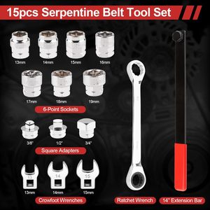 Juego de 15 Herramientas Profesionales con Trinquete para Correas Serpentinas, Modelo ST123, para Uso Automotriz, Hecho en China - Product Image 3