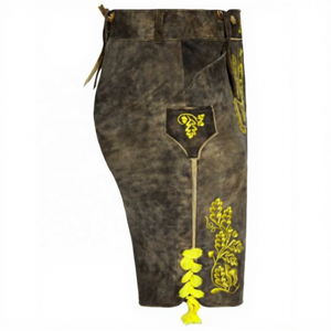 Men's Lederhosen Shorts High Waist Embroidered <b>Animal</b> <b>Pattern</b> Button Fly Vintage Breathable Casual Trachten Bavarian - Product Image 3