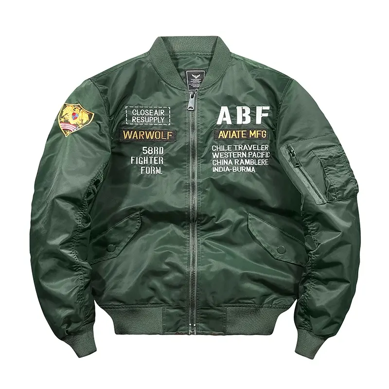 2021 windproof aviator's youth trend bomber jackets for men custom letter embroidered men's jackets coats