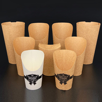 Prix usine Tasses à gaufres noires brunes jetables Emballage de salade frite Gobelet à gâteau Gobelets en papier inclinés