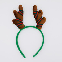 Serre-tête de Noël en peluche avec bois de cerf, décoration pour cheveux, vente en gros, pour fête d'enfants, boucle de tête en plastique, motif élan