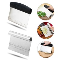 Grattoir à pâte en acier inoxydable avec coupe de surface graduée coupe de pâte gâteau crème saucisse grattoir outils de cuisson de gâteau