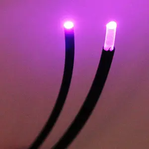 Kabel serat optik plastik, 0.75mm selubung hitam ujung bercahaya PMMA POF untuk dekorasi lampu Led