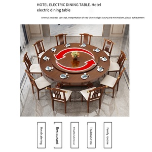 Bàn ăn khách sạn gỗ rắn, xoay bàn tròn lớn cho 10 và <span class=keywords><strong>20</strong></span> người, bàn xoay điện với Bếp cảm ứng - Product Image 6