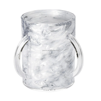 Tasse de lavage Netilas Yadayim en Lucite transparente avec deux poignées, motif de fleurs botaniques et branche dorée, cadeau juif Judaica pour la cuisine
