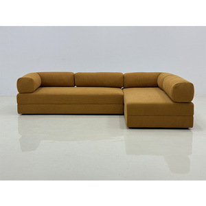 Ensemble modulaire en L en tissu velours côtelé doux avec support en acier inoxydable pour appartement, hôtel, salon - Vente en gros - Product Image 4