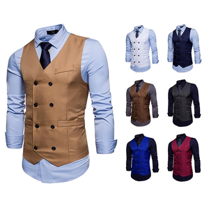 Chaleco de Traje Entallado para Hombre, Estilo Doble Botonadura, con Logotipo Personalizado, para Barberos y Estilistas, Cuello en V, Chaleco Doble Botonadura, Capa - Product Image 4