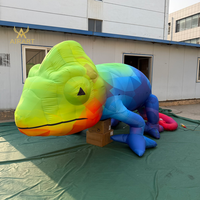Ballons animaux gonflables lumineux à LED, grands modèles personnalisés d'hippopotame, de gorille et de caméléon pour exposition d'art en galerie