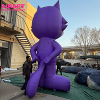 Chat gonflable pour promotion de marque, modèle de chat mascotte violet pour accessoires de scène