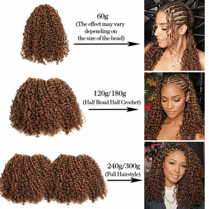 Extensioni per <span class=keywords><strong>capelli</strong></span> umani ricci e crespi color cioccolato, pre-separati, invisibili e leggere, per trecce all'uncinetto - Product Image 5