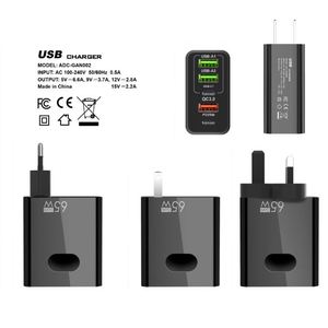 New 65W Super Fast Charger US EU US 3A+2C Travel Wall Charger Power <b>Adapter</b> for Smartphone - Product Image 2
