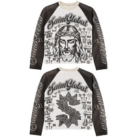 Fabricant OEM de T-shirts en coton gaufré à manches longues pour hommes, coupe ample, oversize, manches raglan, style streetwear, tricoté, thermique