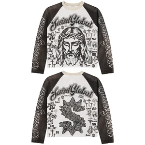 Produttore OEM di T-Shirt in Cotone Waffle a Maniche Lunghe per Uomo, Maglietta Oversize con Maniche Raglan, Streetwear Lavorato a Maglia, <span class=keywords><strong>Termica</strong></span> - Product Image 2