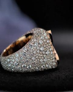 Anillo de Plata de Ley 925 Chapado en Oro, Hecho a Mano, con Diamantes Brillantes Cultivados en Laboratorio, Estilo Hip Hop - Product Image 1
