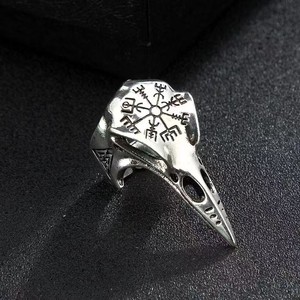 Bague en argent pour homme, design ouvert, crâne d'aigle viking nordique, cadeau de bijoux - Product Image 4