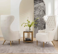 Fauteuil de salon moderne de style classique avec pieds en acier inoxydable, dossier haut capitonné en velours, pour la maison