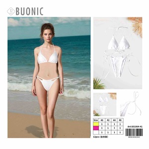 Set bikini bianco da donna Buonic taglia 40 42 44 46 Costume da bagno triangolare con cinturini - Product Image 1