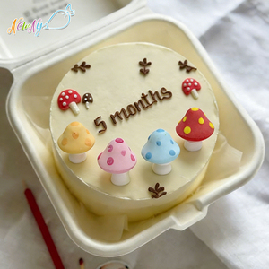 Stock de gros du fabricant, 4 pièces, qualité alimentaire, sucre comestible 3D, <span class=keywords><strong>mini</strong></span> champignons mignons, décoration de gâteau d'anniversaire pour pâtisserie - Product Image 1