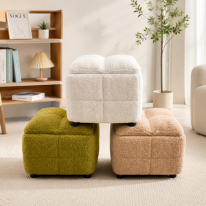 <span class=keywords><strong>Sgabello</strong></span> Moderno in Velluto Teddy con Contenitore, Imbottito in Spugna, <span class=keywords><strong>Piccolo</strong></span> Quadrato Impilabile, Pouf Portatile per Ingresso e Camera da Letto, Morbido Arredo Casa - Product Image 2