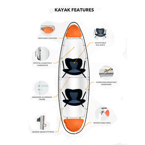 S'asseoir sur le dessus 2 personne transparent <span class=keywords><strong>cristal</strong></span> clair en bas kayak pour vente avec <span class=keywords><strong>LDE</strong></span> lumière - Product Image 2