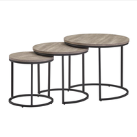 Nouvelle conception 2026, quantité minimale de commande 30 pièces, ensemble de tables gigognes rondes modernes et simples, nouveau design d'usine avec plateau en MDF et pieds en métal pour l'ameublement intérieur dans le salon