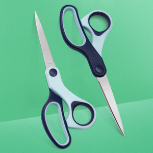 Stainless Steel Scissors Straight Head Light And Dark Blue Home Office Student Use Bulk Specification - Product Image 1