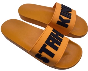 2023 New Designer <strong>Orange</strong> Rubber Sandals Custom Summer <strong>Slides</strong> with Printed Logo for Unisex Fashionable Private Label Slippers Men - Product Image 1