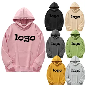 New 2024 Street Custom Logo Off Shoulder Heavy Men And Women Pull-over Solid Color Work Clothes Loose Hoodie Blank Adults Hoodie