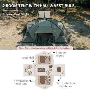 Tente chaude 4 saisons OEM avec cheminée, légère, imperméable 3000 mm, idéale pour le <span class=keywords><strong>camping</strong></span> hivernal, la randonnée et l'alpinisme - Product Image 3