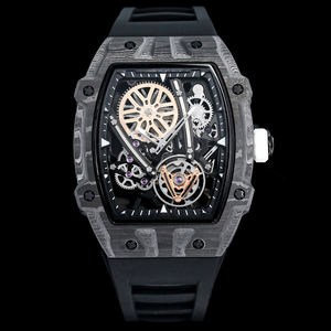 Reloj de Pulsera de Lujo para Hombre, con Correa de Silicona Blanca de Grado 5A, Caja de Carbono, Esqueleto, Tourbillon, Mecánico Automático - Product Image 2