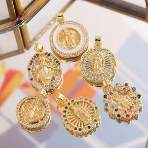 Gran oferta 14K Oro <span class=keywords><strong>De</strong></span> moda religiosa colgantes encantos <span class=keywords><strong>Virgen</strong></span> María <span class=keywords><strong>Virgen</strong></span> <span class=keywords><strong>De</strong></span> <span class=keywords><strong>Guadalupe</strong></span> collar medalla colgante joyería elegante - Product Image 1