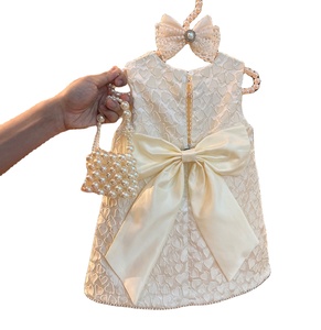 Abito Estivo 2024 per Bambine, <span class=keywords><strong>Vestito</strong></span> <span class=keywords><strong>Principessa</strong></span> con Fiocco, Lunghezza al Ginocchio, Tinta Unita, ODM - Product Image 1