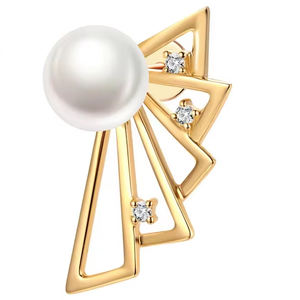 VM JEWELRY Boucles d'oreilles vintage en argent 925 plaqué or jaune, avec perle et charme, taille brillant, unisexe, pour le quotidien, le bureau, les fêtes, empilables, certifiées NGTC - Product Image 2