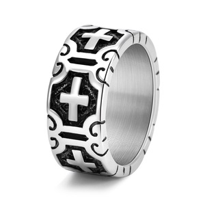 Anillos <span class=keywords><strong>de</strong></span> Cruz Latina Retro <span class=keywords><strong>de</strong></span> Acero Inoxidable Símbolo Cristiano Crux Ordinaria Jesucristo Crucificado Anillos <span class=keywords><strong>de</strong></span> Banda - Product Image 6