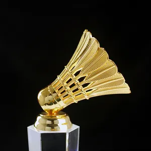 Trophy Crystal badminton award con base nera