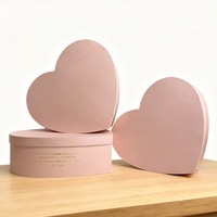 AM-GPB33 Ammy 99 Boîte cadeau rose 3 en 1 en forme de cœur, boîte en papier, fleur fraîche, rose éternelle, boîte vide pour la Saint-Valentin