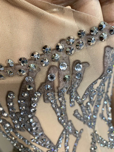 Diamonds Evening Party Dress Sleeveless Gray Feather Tail Long Dresses Women Feather <strong>Robe</strong>
