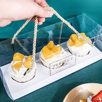 Boîtes de transport pour cupcakes à usage industriel jetables, boîte à gâteaux avec poignée, plastique PET transparent, capacité de 3 cupcakes, emballage alimentaire
