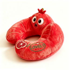 Cojín de cuello personalizado con diseño de granada de dibujos animados, adorable cojín de cuello de felpa bordado con rodaja de granada - Product Image 1
