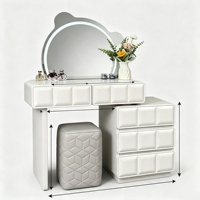 Table de maquillage moderne, écologique, durable, extensible, avec tiroirs, réglable, avec panneau LED et armoire de rangement