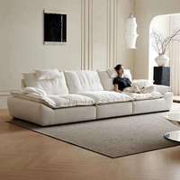 Canapé en tissu technique abrasif de luxe nordique, compressé, à assise large et profonde, en latex, pour une position relaxante