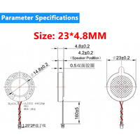 Haut-parleur professionnel filaire en plastique micro magnétique interne 23MM 23*4.8MM 8Ohms 1W pour fabricants de haut-parleurs et accessoires